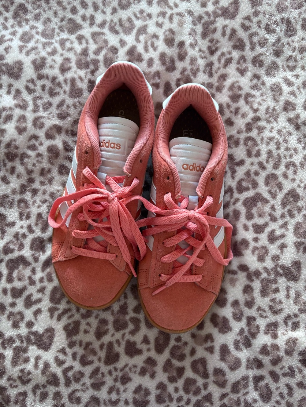 adidas Women’s Coral Suede Sneakers with White Stripes